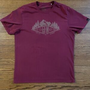 Prana Burgundy Red Outdoor Short Sleeve Graphic Logo Tee